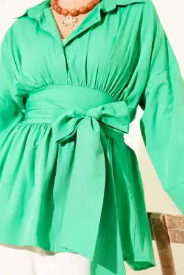 Kendinden Kuşaklı Önü Büzgülü Tunik Benetton - Tunik