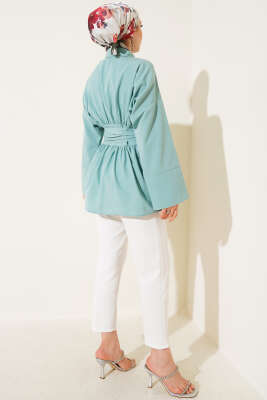 Kendinden Kuşaklı Önü Büzgülü Tunik Mint - 500-700 TL Ürünler