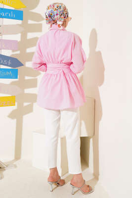 Kendinden Kuşaklı Önü Büzgülü Tunik Pembe - 500-700 TL Ürünler