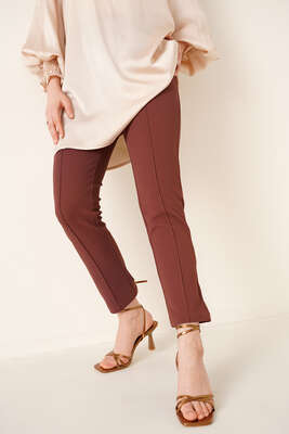 Kendinden Kuşaklı Pantolon Kahve - Pantolon