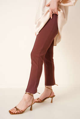 Kendinden Kuşaklı Pantolon Kahve - Pantolon