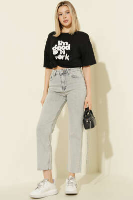 Kesik Boru Paça Düğmeli Kot Pantolon Kar Açık - Kadın Giyim Modelleri