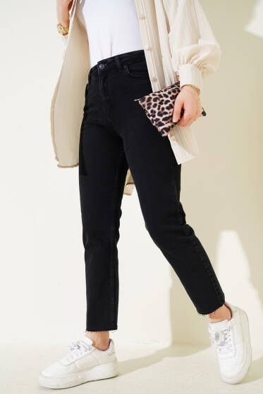 Kesik Dar Paça Pantolon Füme - Pantolon