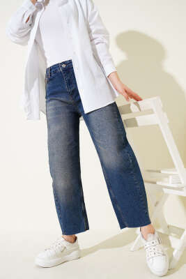 Kesik Paça Baggy Fit Kot Pantolon Tintli - 500-700 TL Ürünler