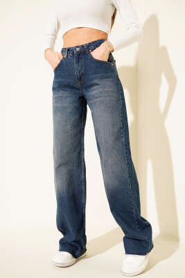 Kesik Paça Palazzo Salaş Kot Pantolon Kahve Tint - ZARX JNS