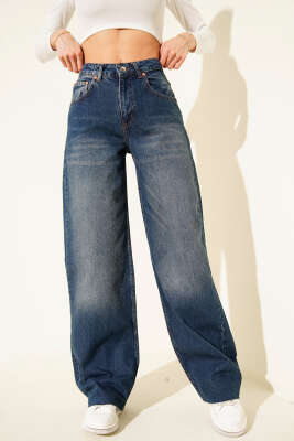 Kesik Paça Palazzo Salaş Kot Pantolon Kahve Tint - Kadın Giyim Modelleri