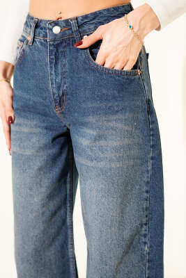 Kesik Paça Palazzo Salaş Kot Pantolon Kahve Tint - Kadın Giyim Modelleri