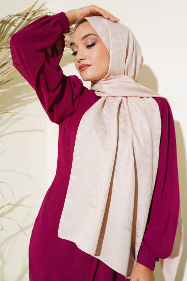 Kesişim Desen Jakar Şal Bej - 12 - Başörtüsü