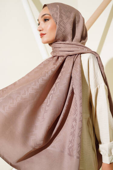 Kesişim Desen Jakar Şal Soft Kahve - 21 - Başörtüsü