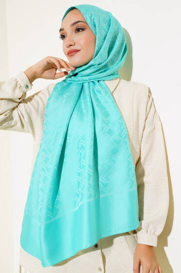 Kesişim Desen Jakar Şal Turkuaz -118 - Başörtüsü