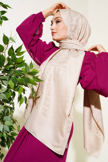 Kesişim Desen Jakar Şal Vizon - 62 - Başörtüsü