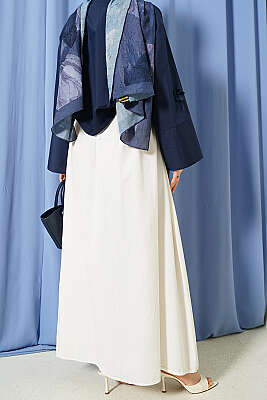 Keten Çift Cepli Etek Ekru - Etek