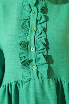 Keten Çift Fırfırlı Hakim Yaka Tunik Benetton - Tunik