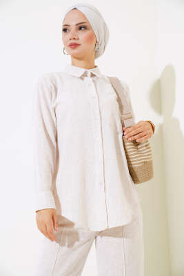 Keten Çımalı Pantolonlu İkili Takım Taş - İkili Takım