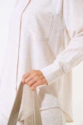 Keten Çımalı Pantolonlu İkili Takım Taş - İkili Takım