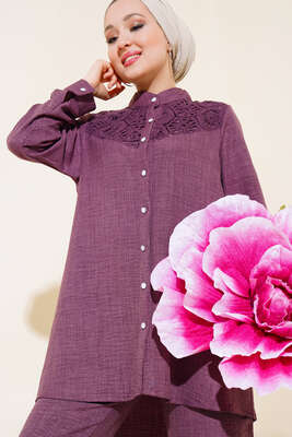 Keten Dantelli Takım Mürdüm - İKİLİ TAKIM