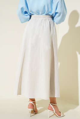 Keten Kloş Etek Bej - Uzun Etek