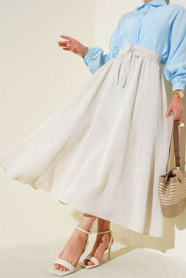 Keten Kloş Etek Bej