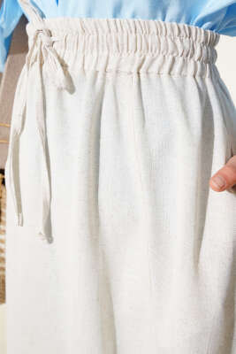 Keten Kloş Etek Bej - Uzun Etek