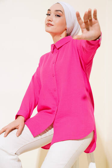 Keten Salaş Gömlek Fuşya - Gömlek