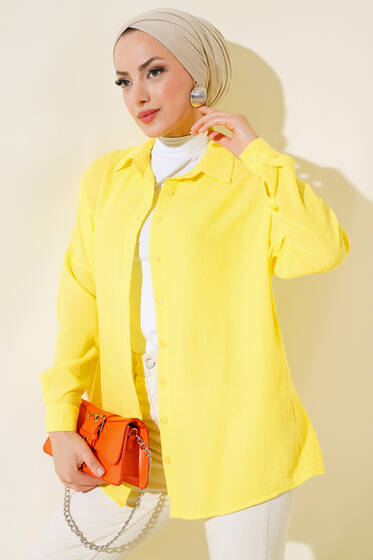 Keten Salaş Gömlek Sarı - Gömlek