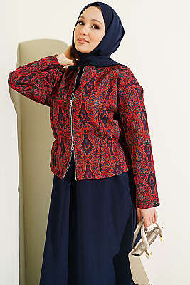 Kilim Desen Ceketli Jile Takım Lacivert - İkili Takım