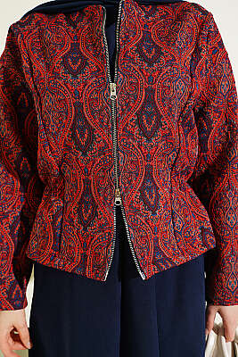 Kilim Desen Ceketli Jile Takım Lacivert - İkili Takım