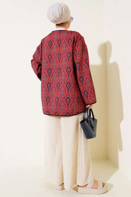 Kilim Desenli Çift Cepli Ceket Bordo - 700-1000 TL Ürünler