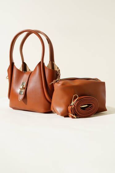 Kilit Kapamalı Çanta Taba - Kol Çantası