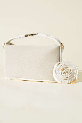 Kilit Sap Detaylı Kanvas Çanta Beyaz - Kol Çantası