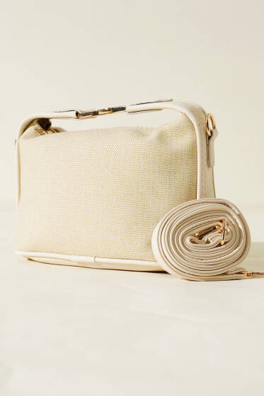 Kilit Sap Detaylı Kanvas Çanta Krem - Kol Çantası