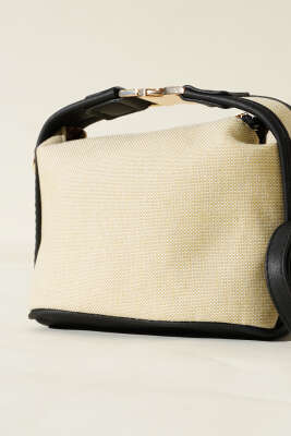 Kilit Sap Detaylı Kanvas Çanta Siyah - Kol Çantası