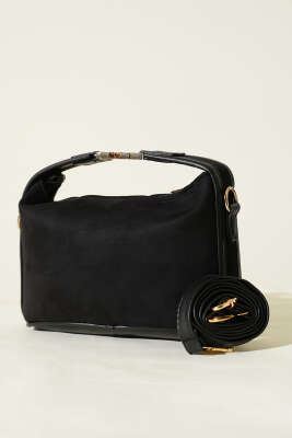 Kilit Sap Detaylı Süet Çanta Siyah - DESREE KEMER