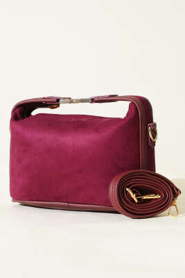 Kilit Sap Detaylı Süet Çanta Vişne - DESREE KEMER