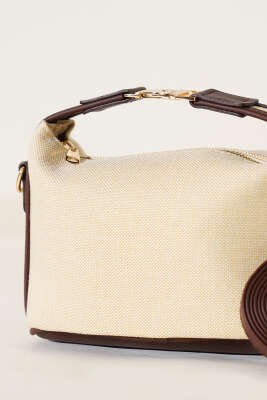 Kilit Saplı Kanvas Çanta Acı Kahve - Kol Çantası