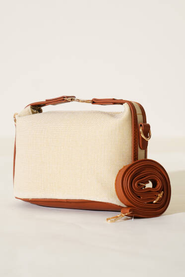 Kilit Saplı Kanvas Çanta Taba - Kol Çantası