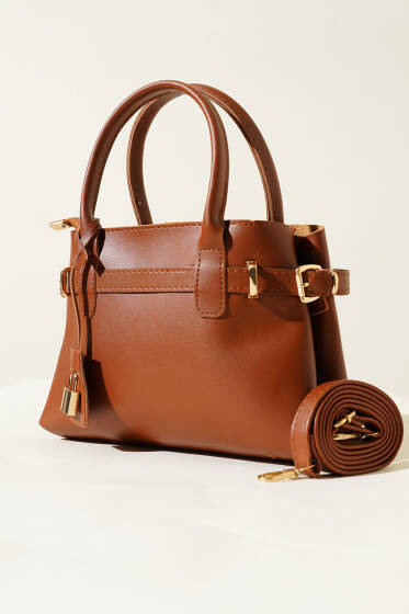 Kilit Süslemeli Çanta Taba - Kol Çantası