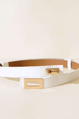 Kilit Tokalı Ayarlı Kemer Beyaz - Yılın Fırsatı