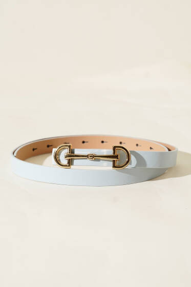 Kilit Tokalı Kemer Bebe Mavi - Deri Kemer