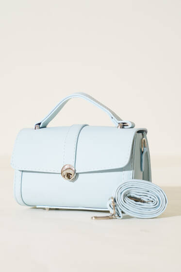 Kilitli Dikdörtgen El Çantası Mavi - Kol Çantası