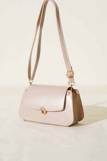 Kilitli Fermuarlı Çanta Bej - Kol Çantası