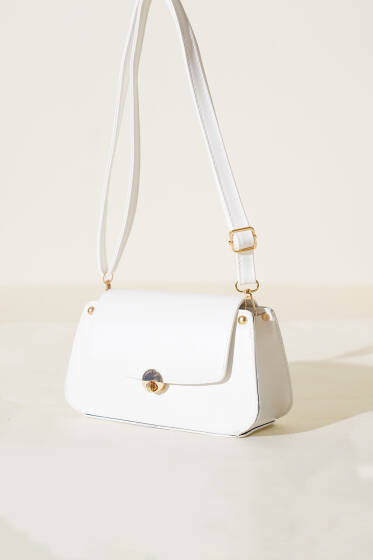Kilitli Fermuarlı Çanta Beyaz - Kol Çantası