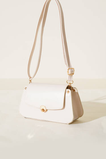 Kilitli Fermuarlı Çanta Krem - Kol Çantası