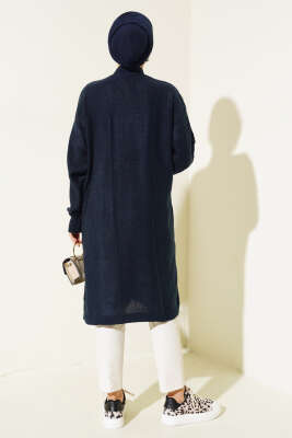 Kiraz Kabartma Triko Hırka Lacivert - Triko Hırka