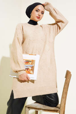 Kiraz Kabartmalı Yumoş Triko Tunik Büsküvi 