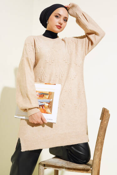 Kiraz Kabartmalı Yumoş Triko Tunik Büsküvi - Tunik