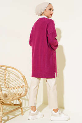 Kiraz Kabartmalı Yumoş Triko Tunik Menekşe - Triko Tunik