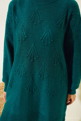 Kiraz Kabartmalı Yumoş Triko Tunik Nefti - Triko Tunik