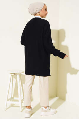 Kiraz Kabartmalı Yumoş Triko Tunik Siyah - Triko Tunik