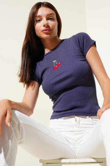 Kiraz Nakışlı Kaşkorse Bluz Parlement - Kadın Giyim Modelleri